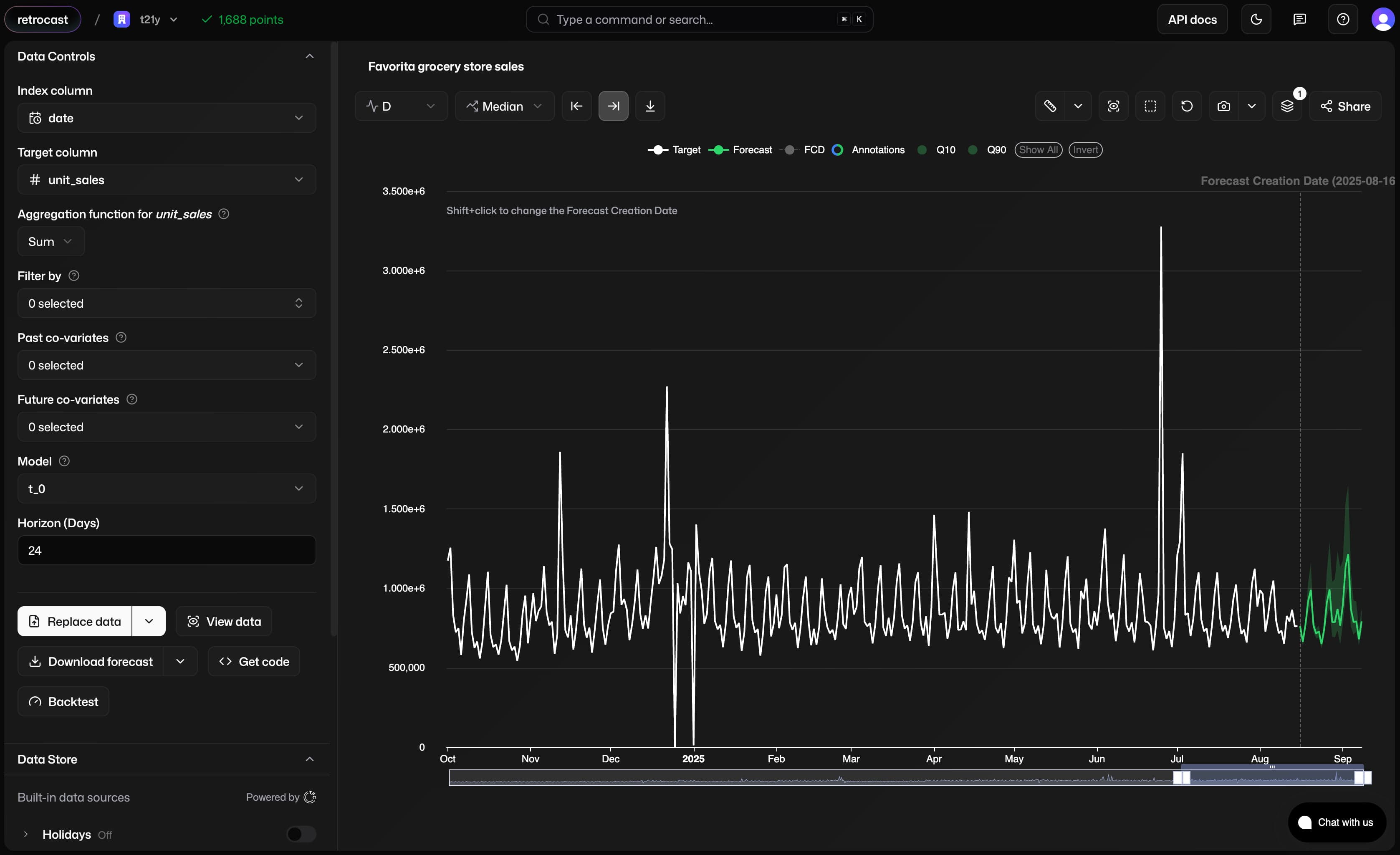 The Retrocast graphical interface