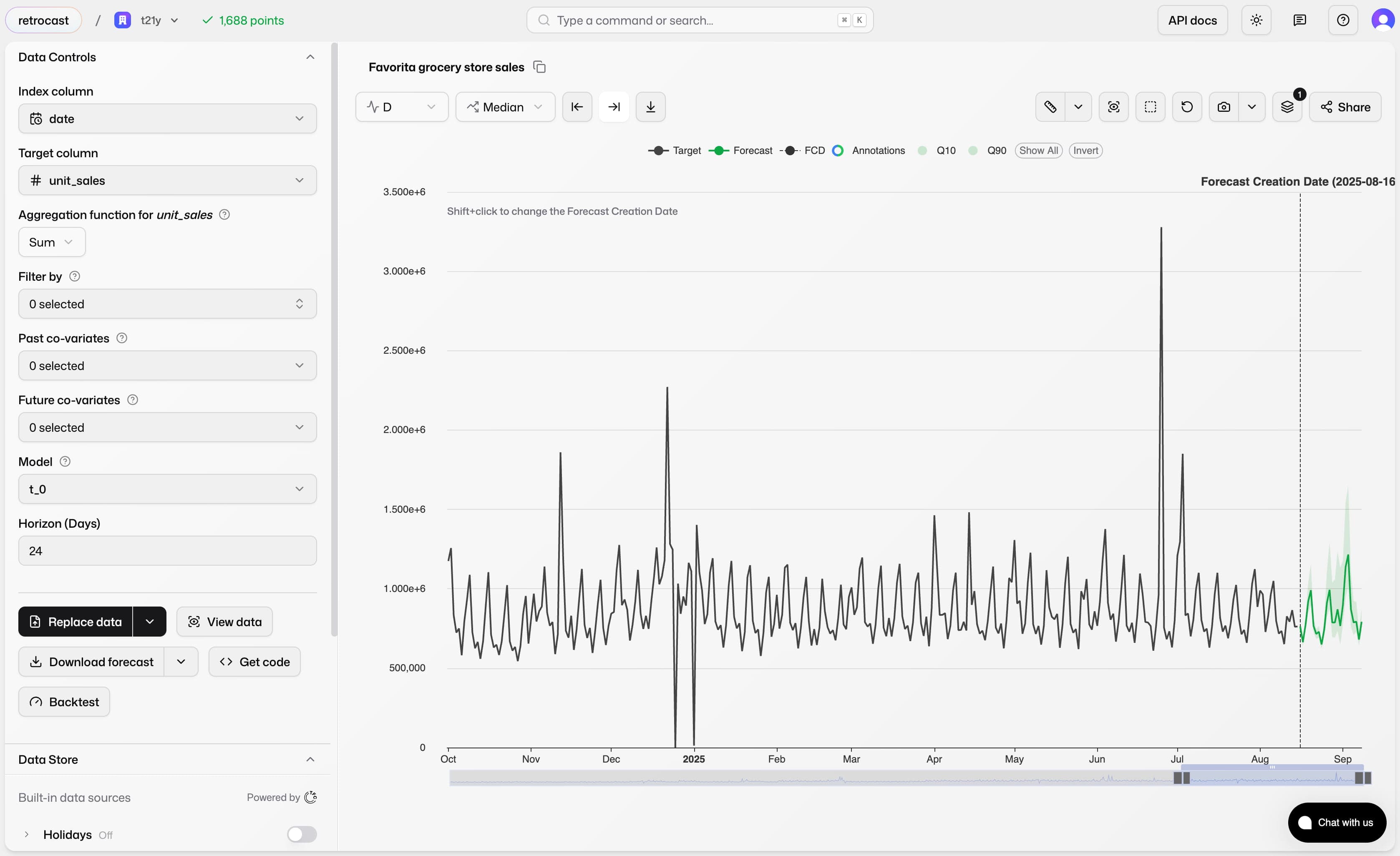 The Retrocast graphical interface